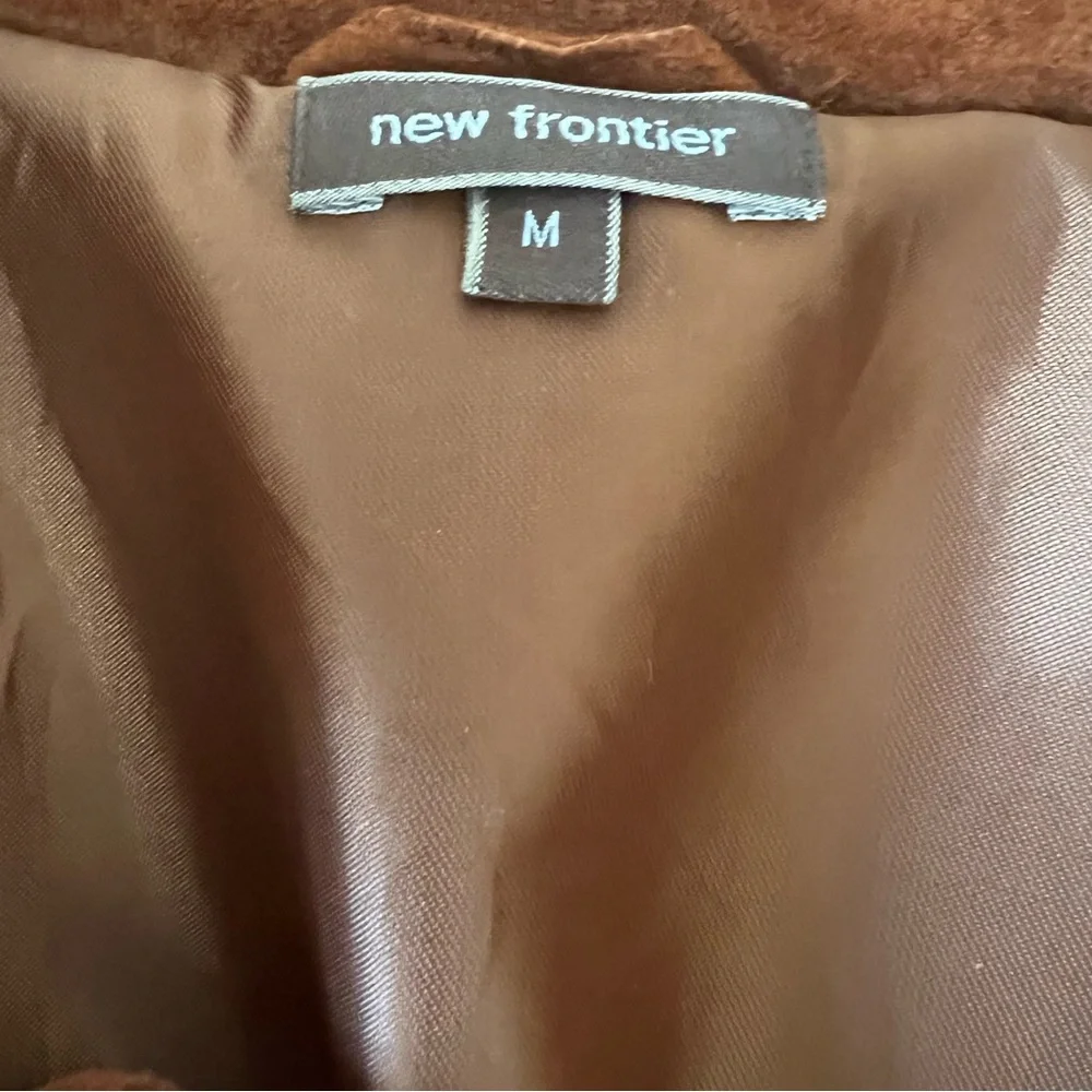 100% Leather Jacket Brown Chore Coat Quilted Women’s Medium Boxy Western - Picture 7 of 8